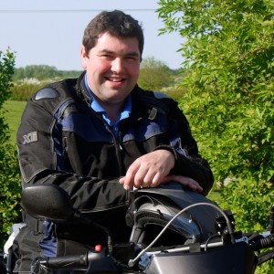 Matthew Cashmore on his motorbike
